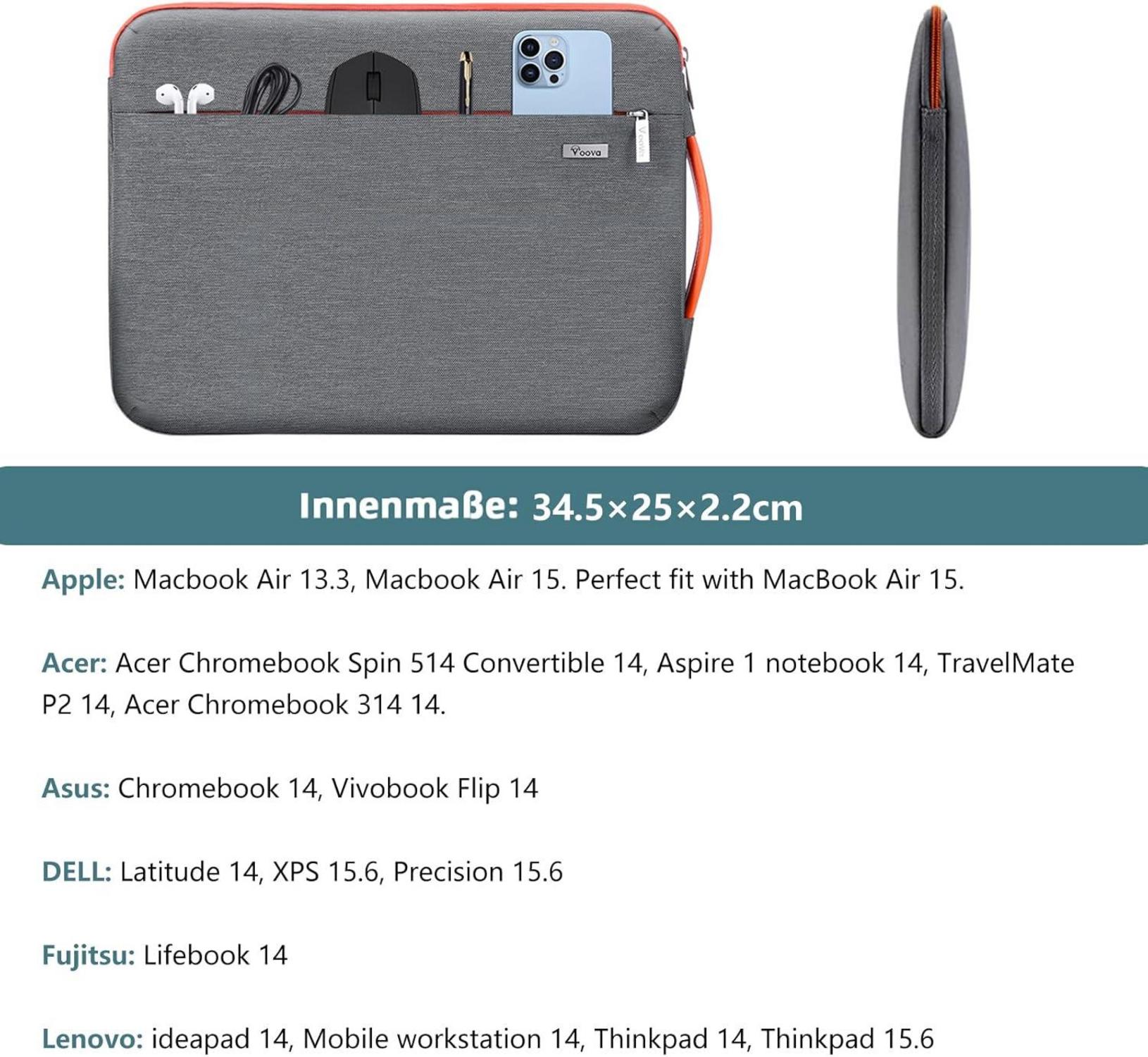 Voova Laptophülle 15 Zoll MacBook Air M2 A2941 2023