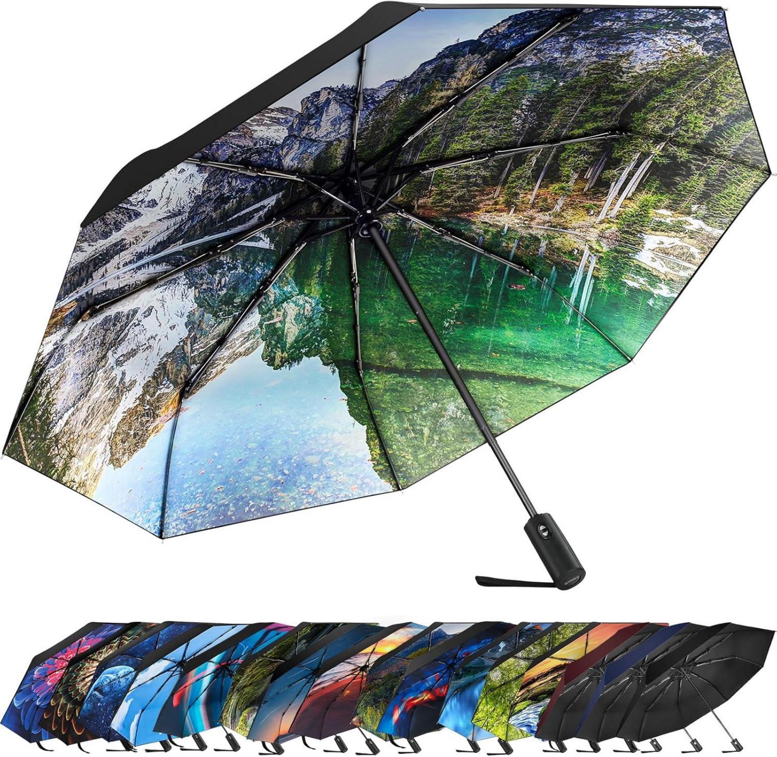 Faltbarer Regenschirm mit niedlichen Aufdrucken, UV-Schutz