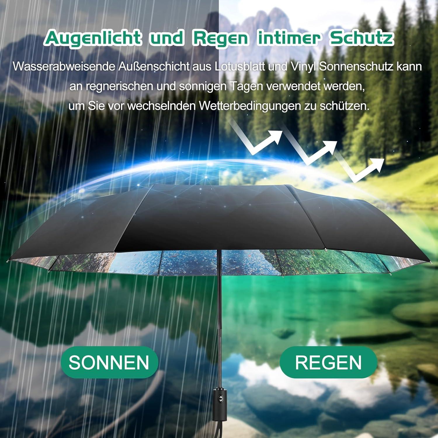 Kompakter faltbarer Regenschirm mit niedlichen Aufdrucken UV-Schutz