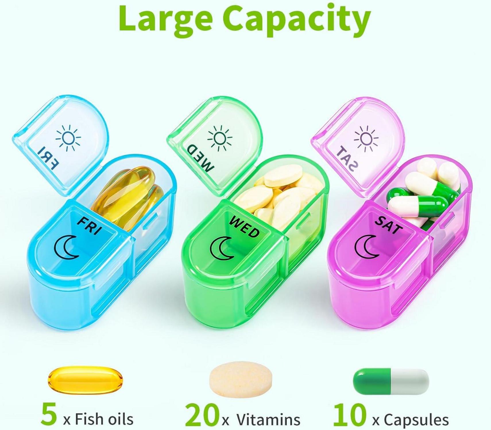 Wöchentlicher Pillenorganizer 2-mal täglich schwarz