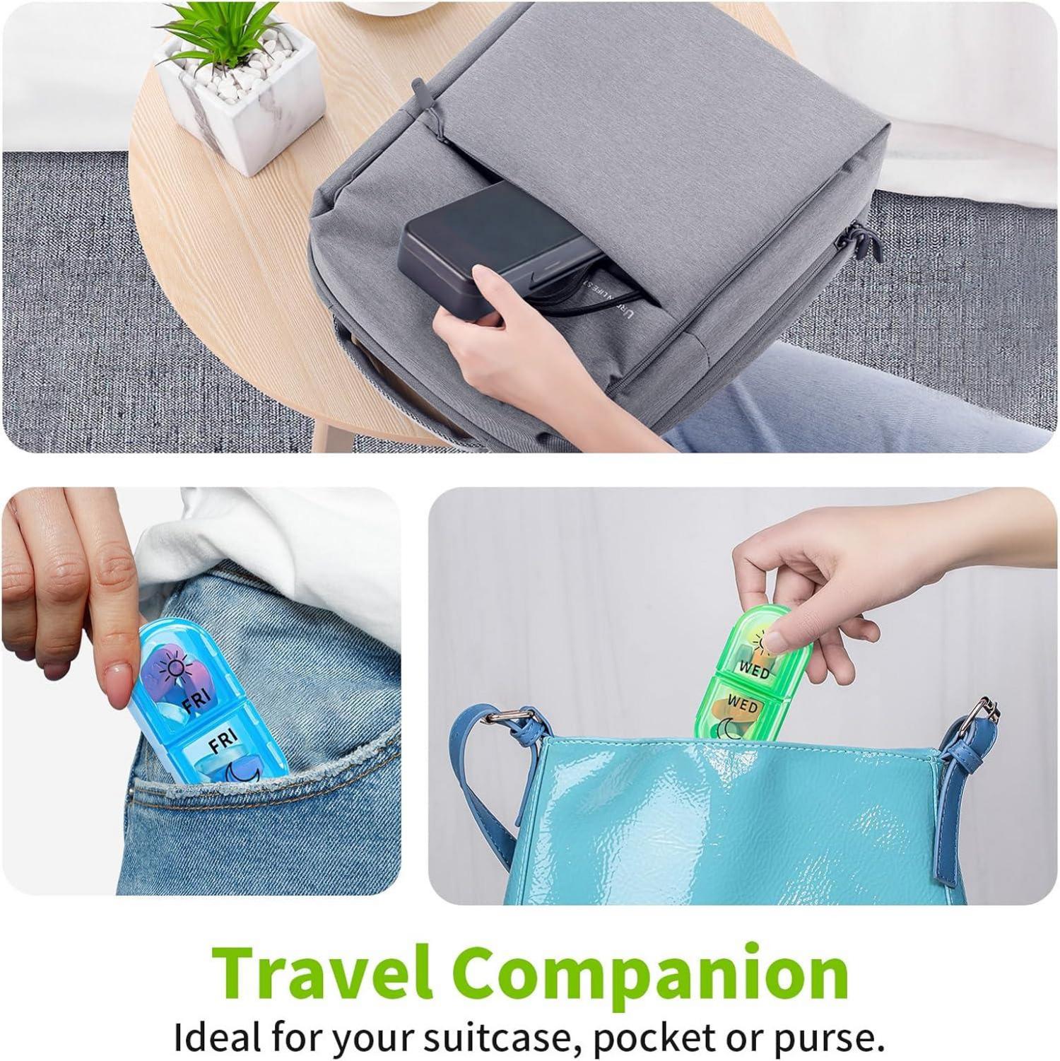 7-Day Weekly Pill Organizer Twice Daily Black Case Box Planner