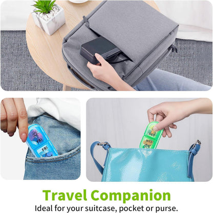 7-Day Weekly Pill Organizer Twice Daily Black Case Box Planner