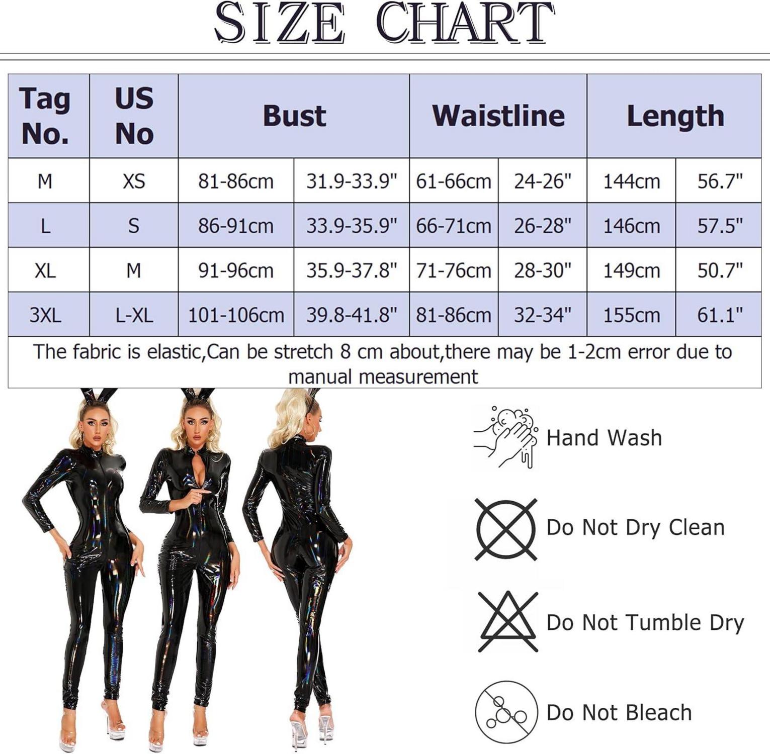 Maeau Lackleder Jumpsuit Damen Enge Wetlook Catsuit A3schwarz 3XL