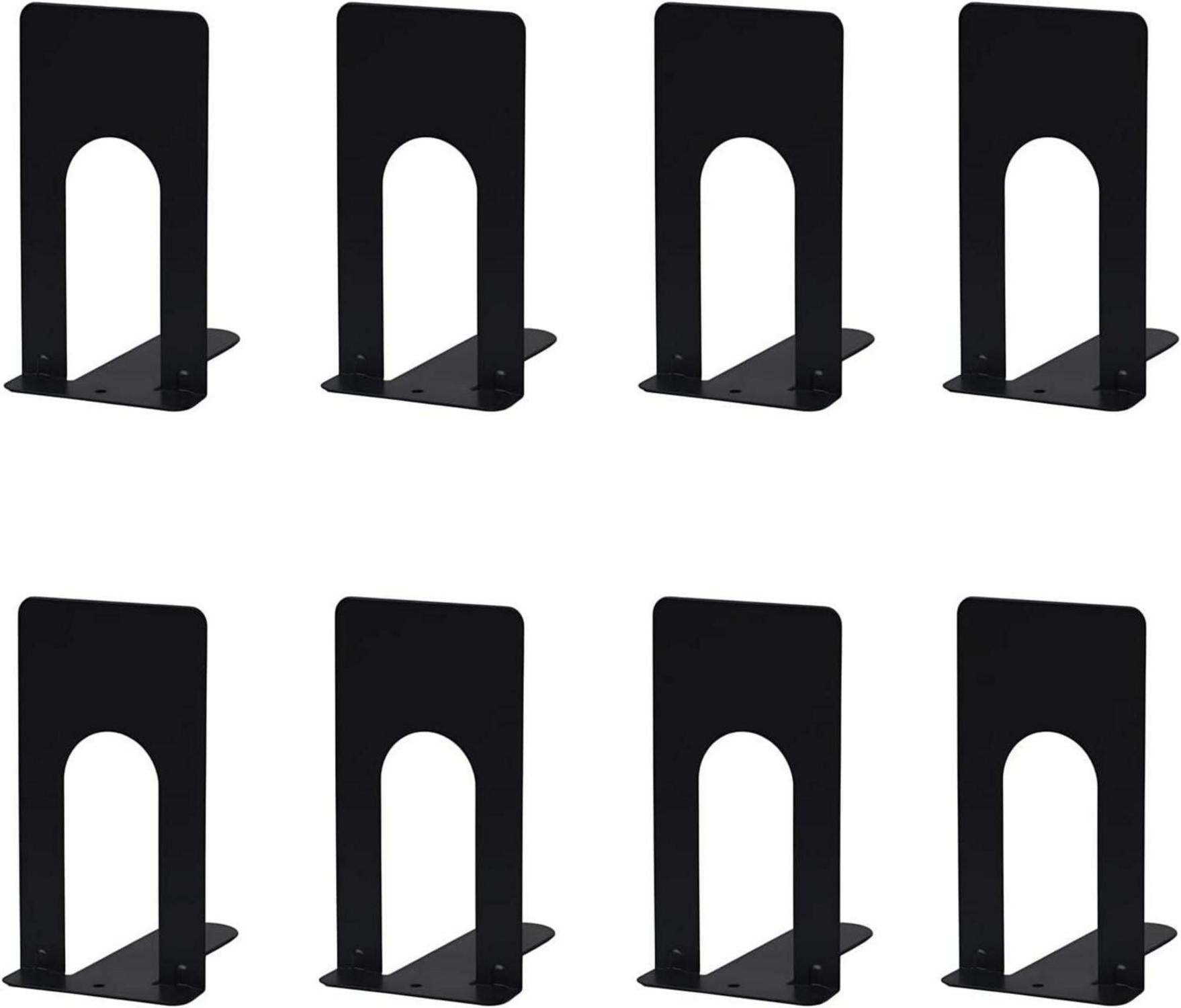Buchstütze Metall Schwarz, 4er Set rutschfeste Bookends