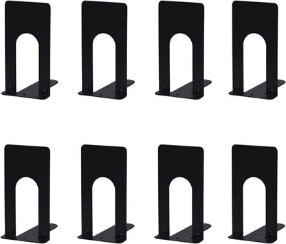 Buchstütze Metall Schwarz, 4er Set rutschfeste Bookends