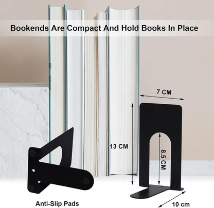 Schwarze Metall Buchstützen 4 Paar rutschfeste Bookends