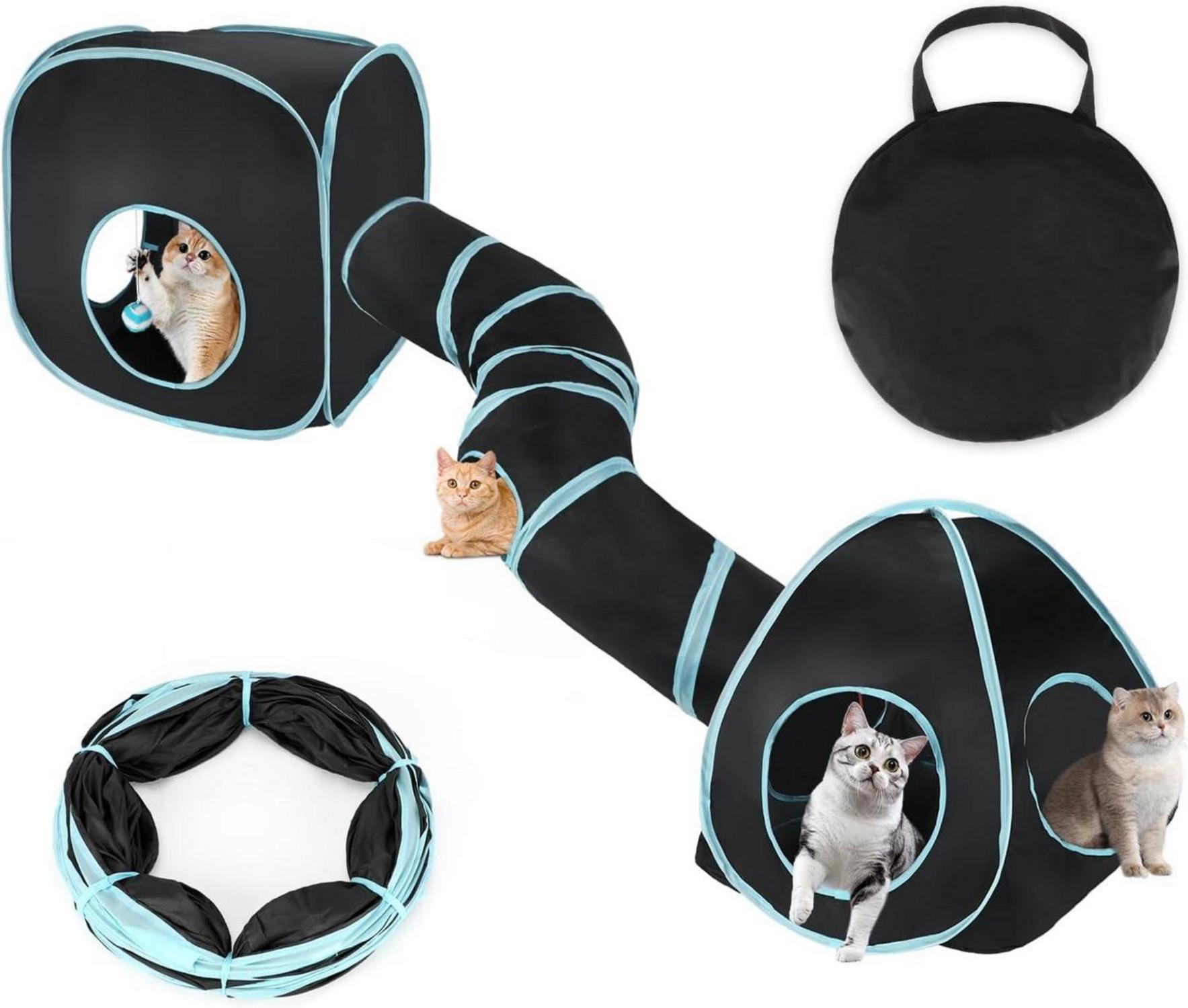 Katzentunnel Outdoor Interaktives Katzenspielzeug Schwarz Blau