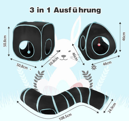 3-in-1 Katzentunnel Outdoor Interaktiv Faltbar Rascheltunnel