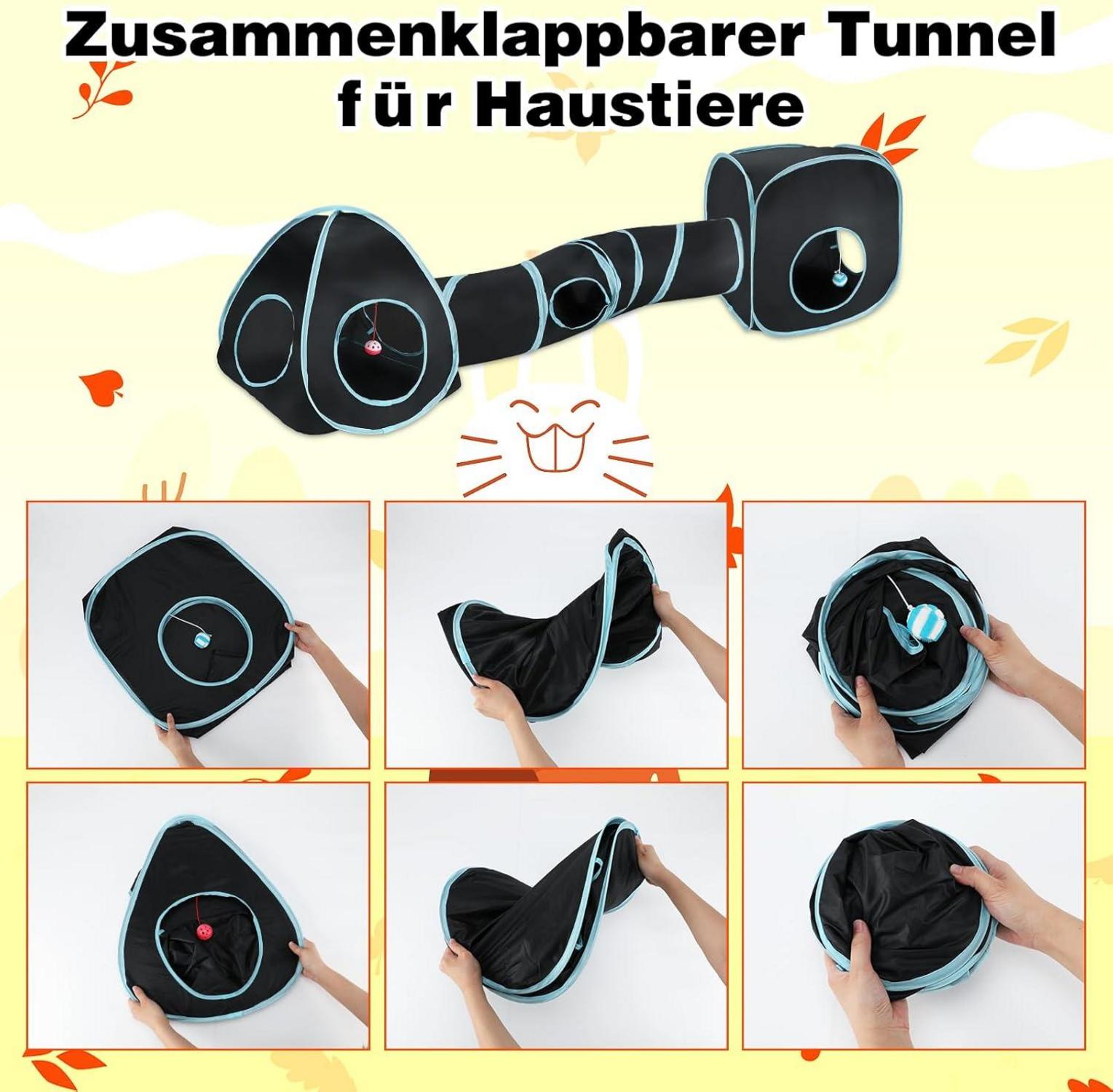 Mfsdai 3 in 1 Katzentunnel Outdoor, Interaktiver Spieltunnel für Katzen und Kaninchen