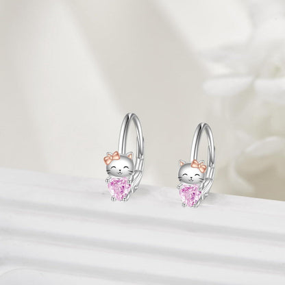 Creolen 925 Sterling Silber mit Einhorn Faultier Katze Motiv und Zirkonia