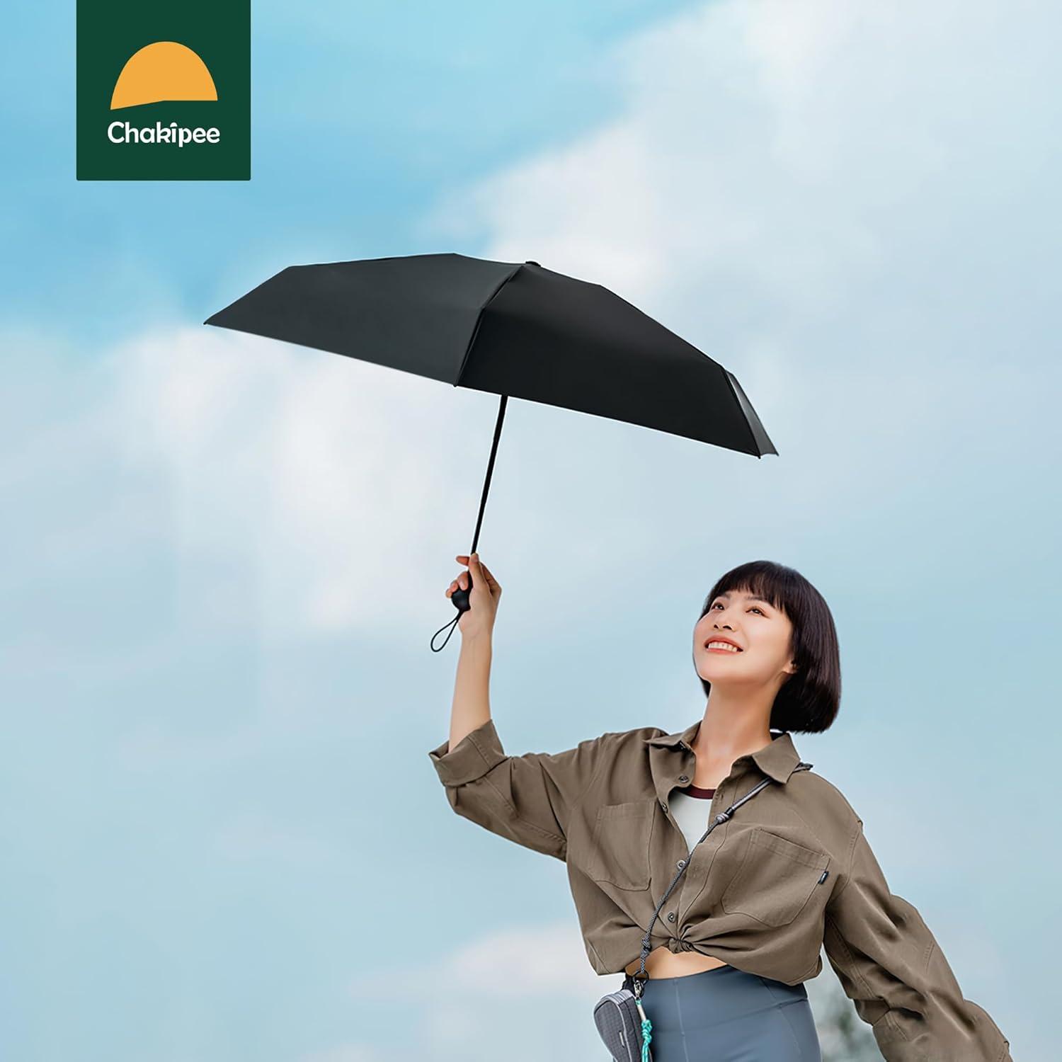 Kleiner Mini Regenschirm mit 6 Rippen UV Schutz 260T Stoff in Schwarz