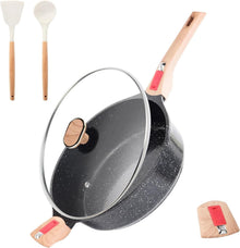 Antihaft Bratpfanne mit Deckel und abnehmbaren Griffen, Keramik