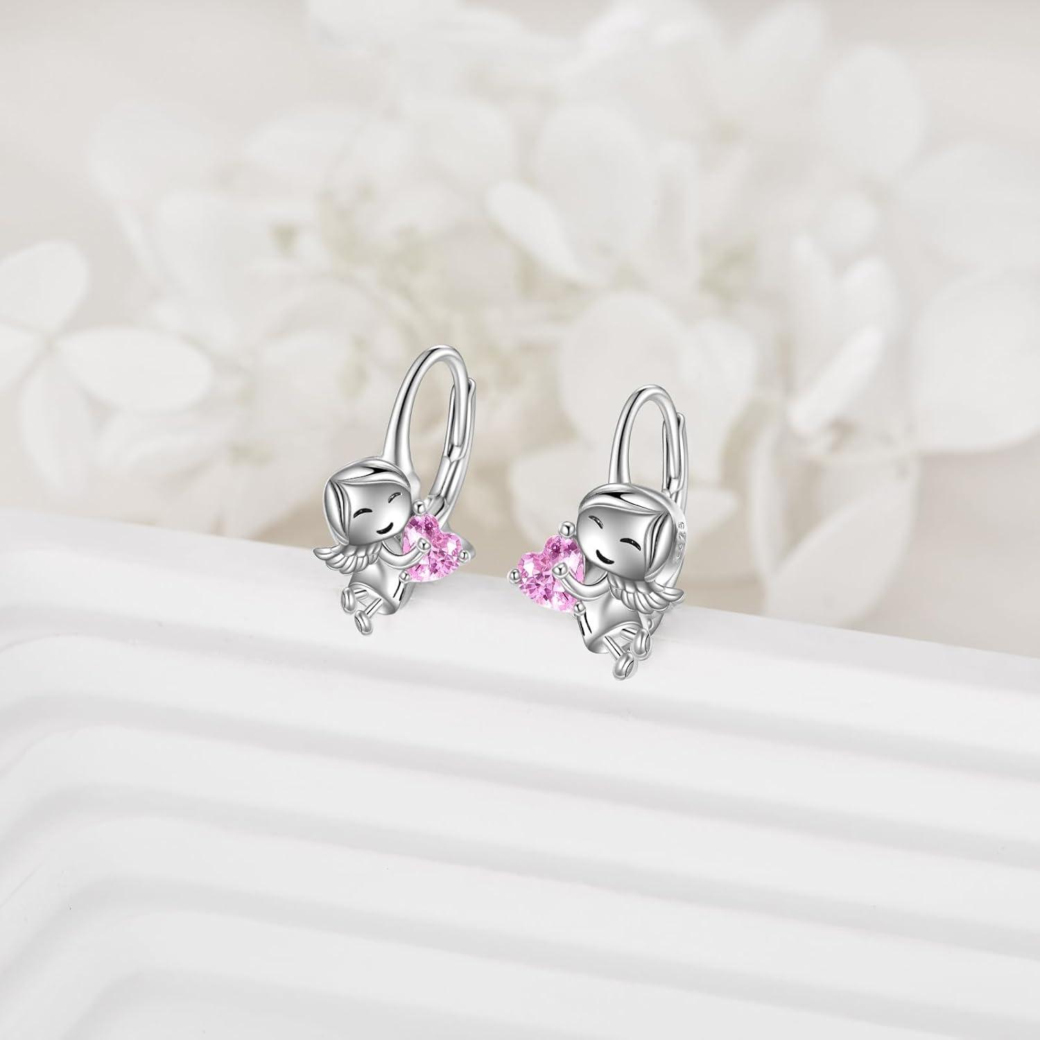 Einhorn Faultier Katze Mädchen Creolen Ohrringe 925 Silber Rose