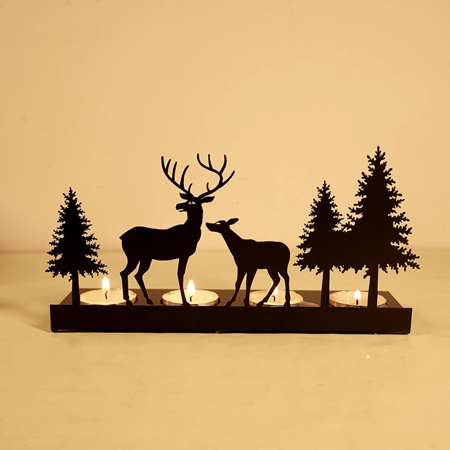 Moderne Kerzenhalter für Adventskranz und Tischdeko, Metall Schwarz
