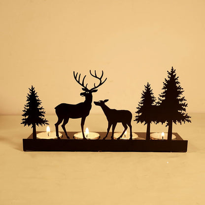 Moderne Kerzenhalter für Adventskranz und Tischdeko, Metall Schwarz