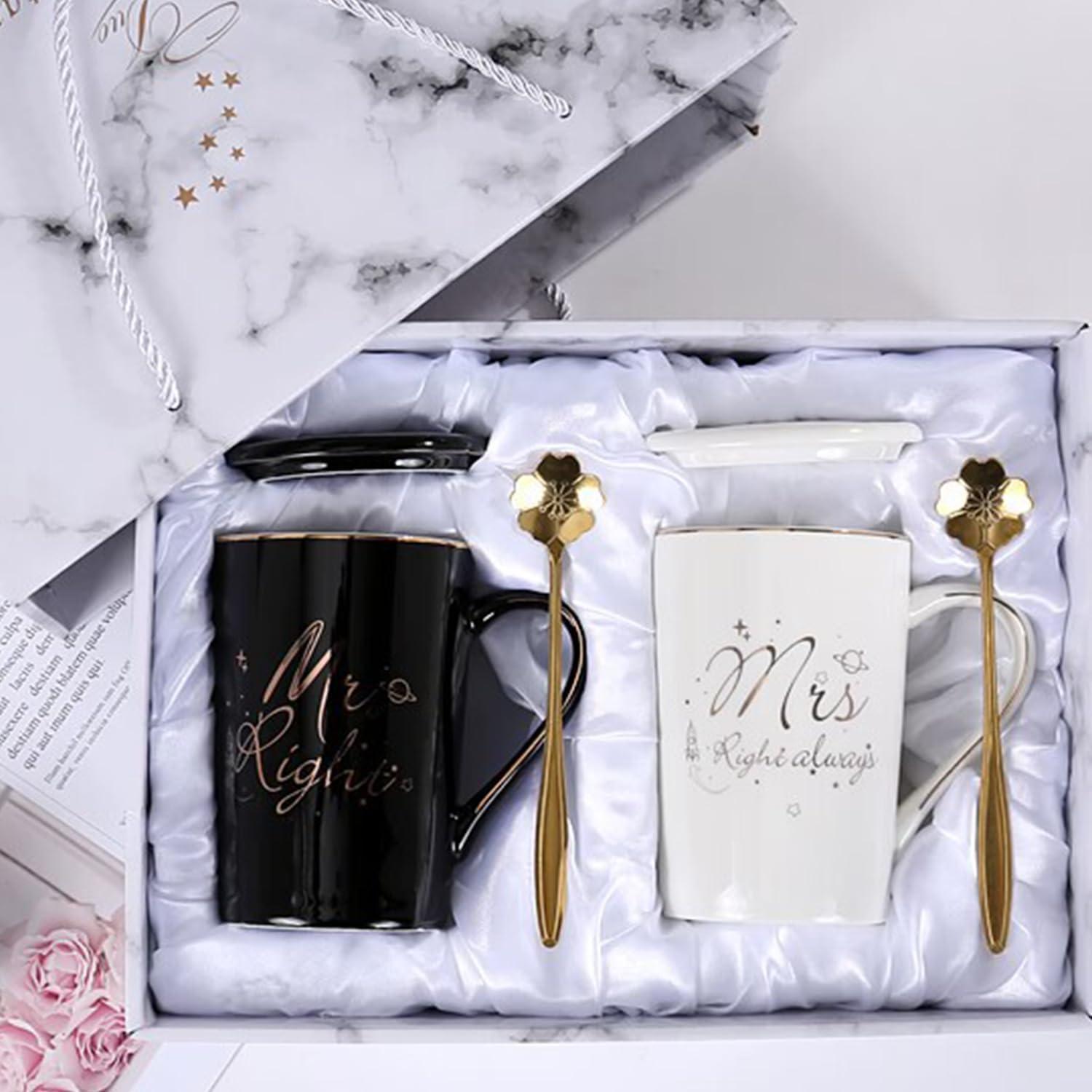 Mr und Mrs Tassen Set Hochzeit Valentinstag Geschenk Schwarz und