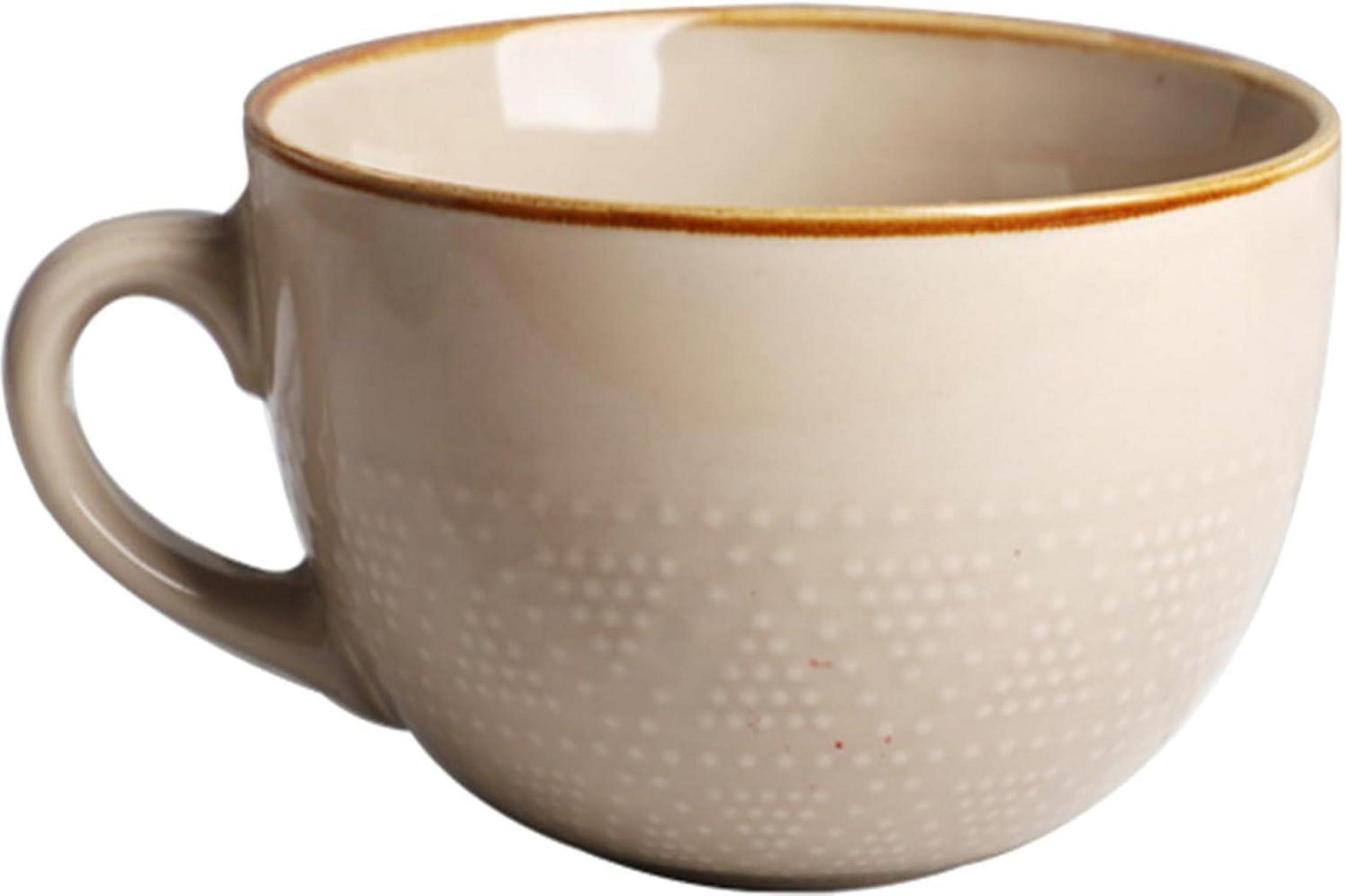 Große Beige Keramik Kaffeetasse 700ml mit Griff_Kaffee Tee Suppe