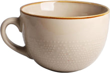 Große Beige Keramik Kaffeetasse 700ml mit Griff_Kaffee Tee Suppe