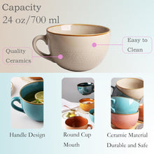 Groß Keramik Kaffee Tee Tasse Beige 700 ml Henkel