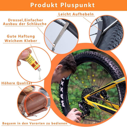 Fahrrad Flickzeug Set mit Reifenheber und Reparaturkleber