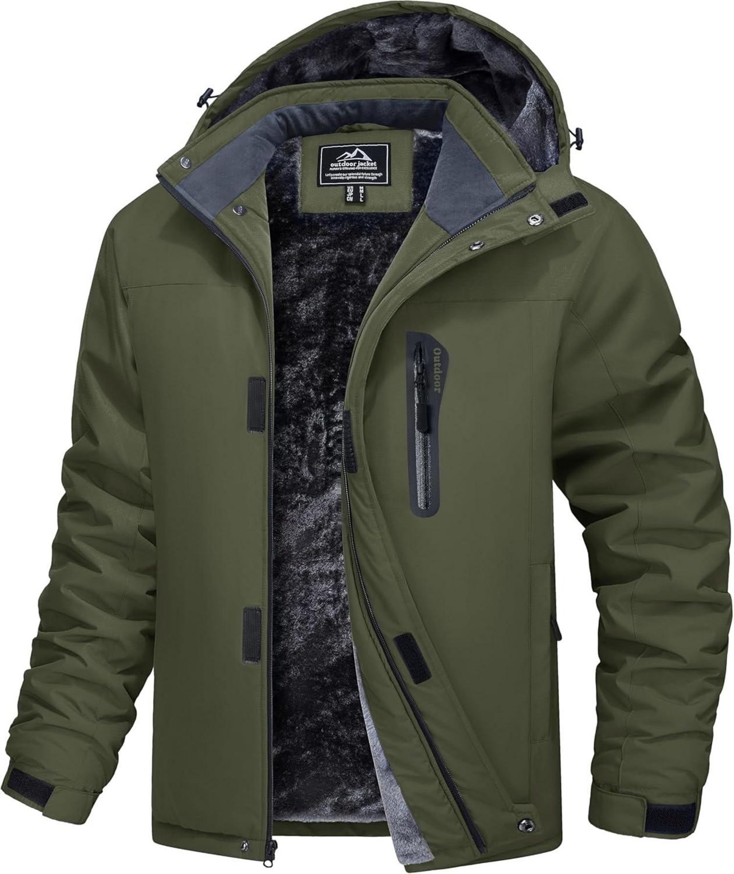 Wasserdichte Herren Skijacke mit Fleecefutter und abnehmbarer Kapuze