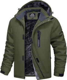 Wasserdichte Herren Skijacke mit Fleecefutter und abnehmbarer Kapuze