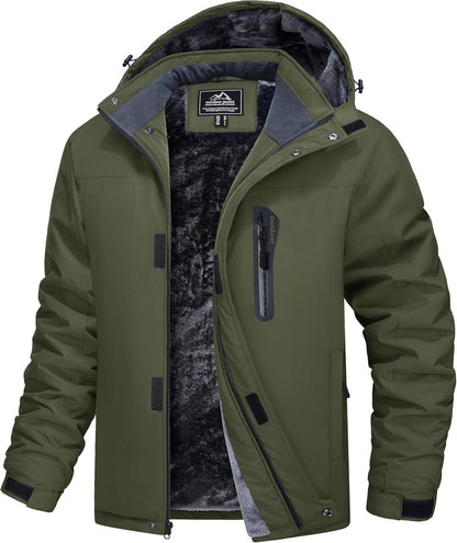 Wasserdichte Herren Skijacke mit Fleecefutter und abnehmbarer Kapuze