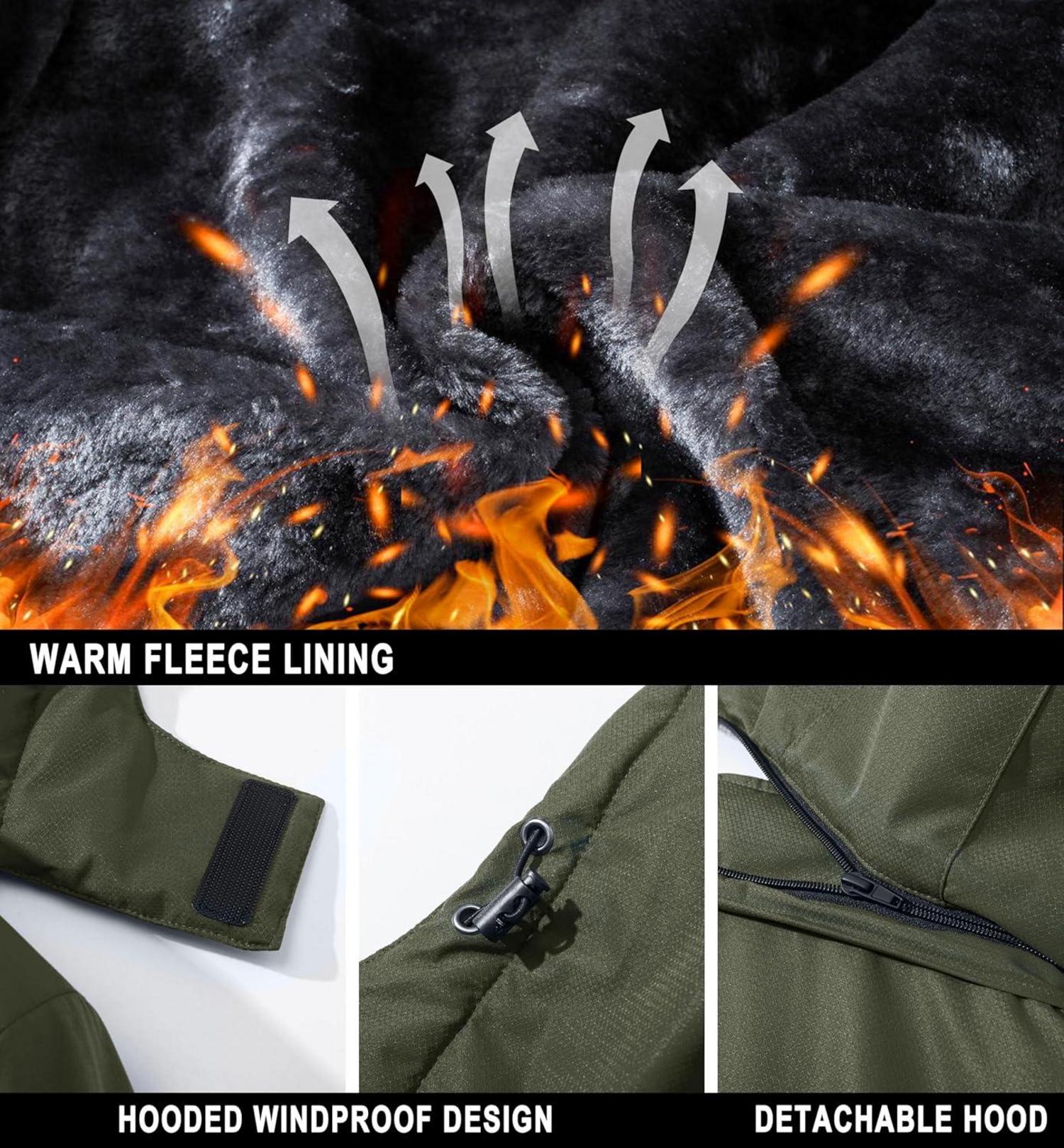 Herren Skijacke Wasserdicht Winterjacke Warm Fleece