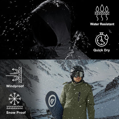 Wasserdichte Herren Skijacke mit Fleecefutter und abnehmbarer Kapuze