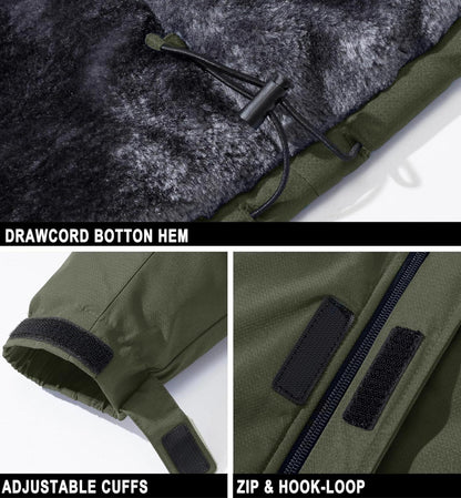 Herren Skijacke Wasserdicht Winterjacke Warm gefüttert Fleece S Army