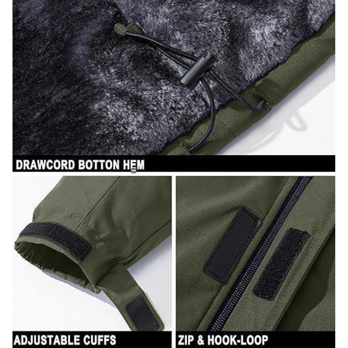 Herren Skijacke Wasserdicht & Warm – Armeegrün