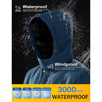 Herren Skijacke Wasserdicht & Warm – Dunkelblau