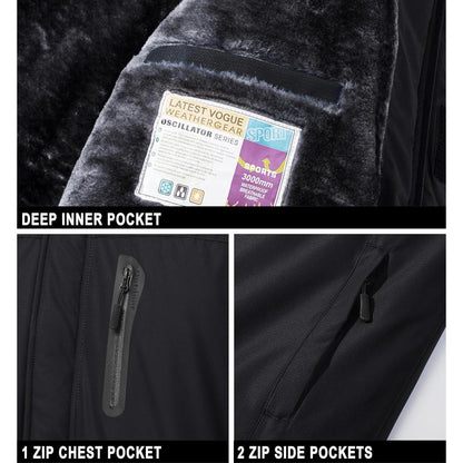 Herren Skijacke Wasserdicht & Warm – Multifunktionsjacke Schwarz