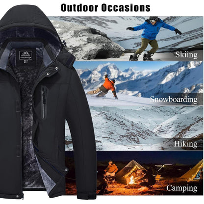 Herren Skijacke Wasserdicht & Warm – Multifunktionsjacke Schwarz
