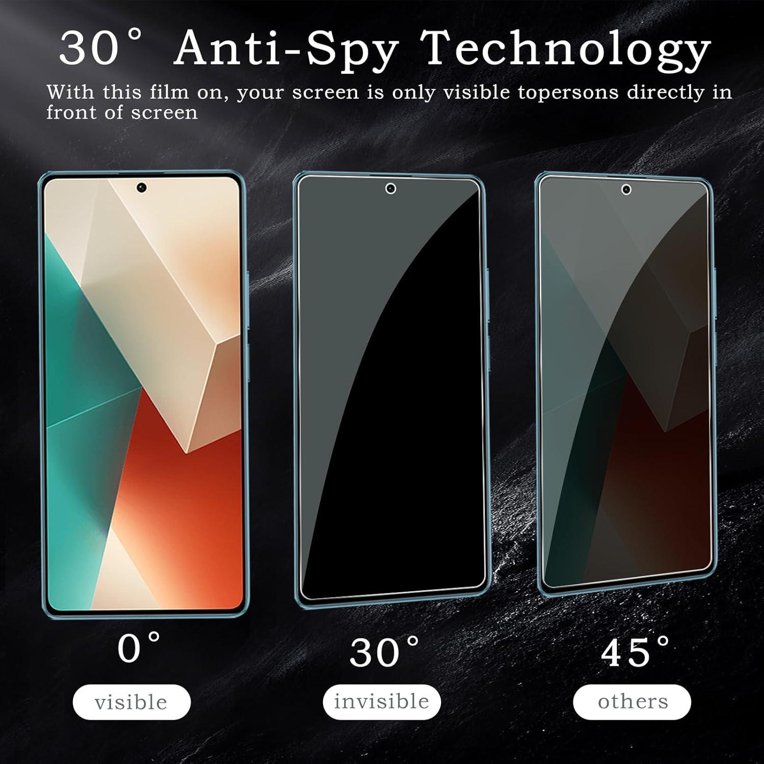 2x Sichtschutz Xiaomi Redmi Note 13 Anti-Spy Panzerfolie 9H Härte