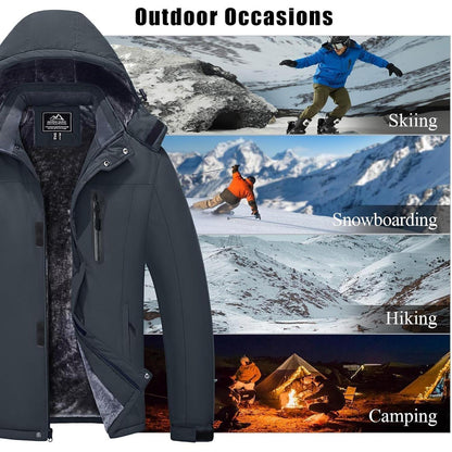 Herren Skijacke Wasserdicht & Warm – Dunkelgrau
