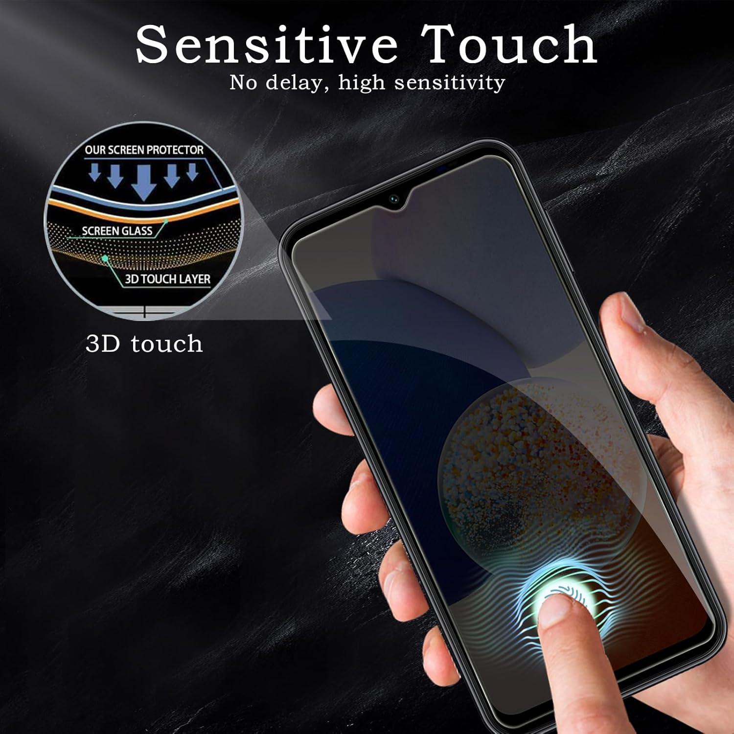 2x Sichtschutz + Kameraschutz für Samsung Galaxy A14, 9H Panzerglas, Anti-Spy