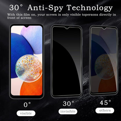 2x Sichtschutz + Kameraschutz für Samsung Galaxy A14, 9H Panzerglas, Anti-Spy