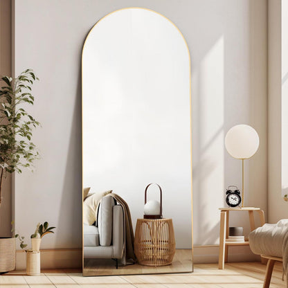 Gewölbter Ganzkörperspiegel 165x60cm – Stehend, Hängend, Gold