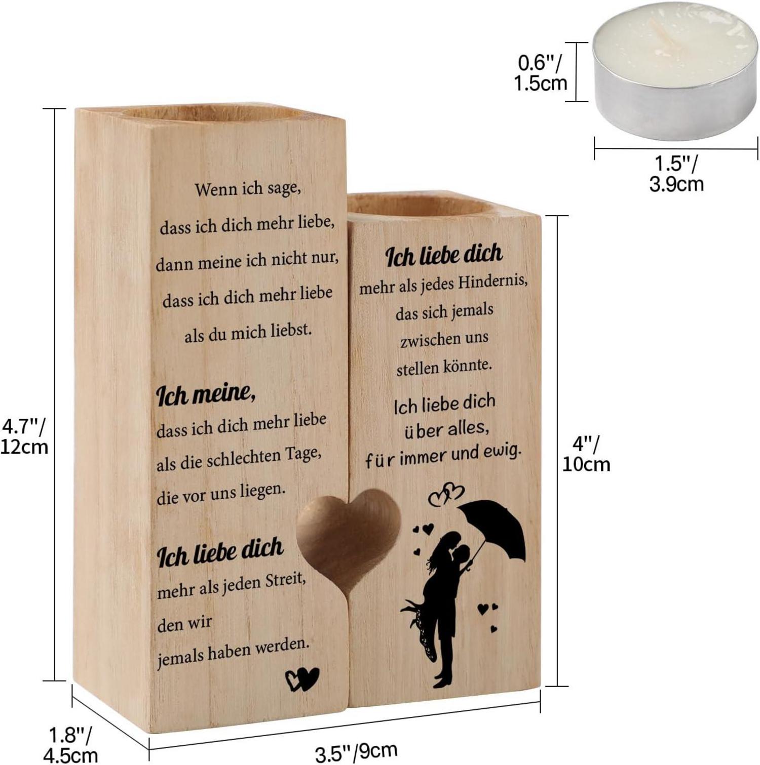 Kerzenständer Herz Ich Liebe Dich Holz Teelichthalter Jahrestag
