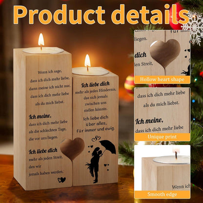 Holz Kerzenhalter Ich Liebe Dich Valentinstag Jahrestag Geschenk