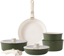 Induktion Kochgeschirr-Set mit abnehmbaren Griffen und Silikon Deckeln