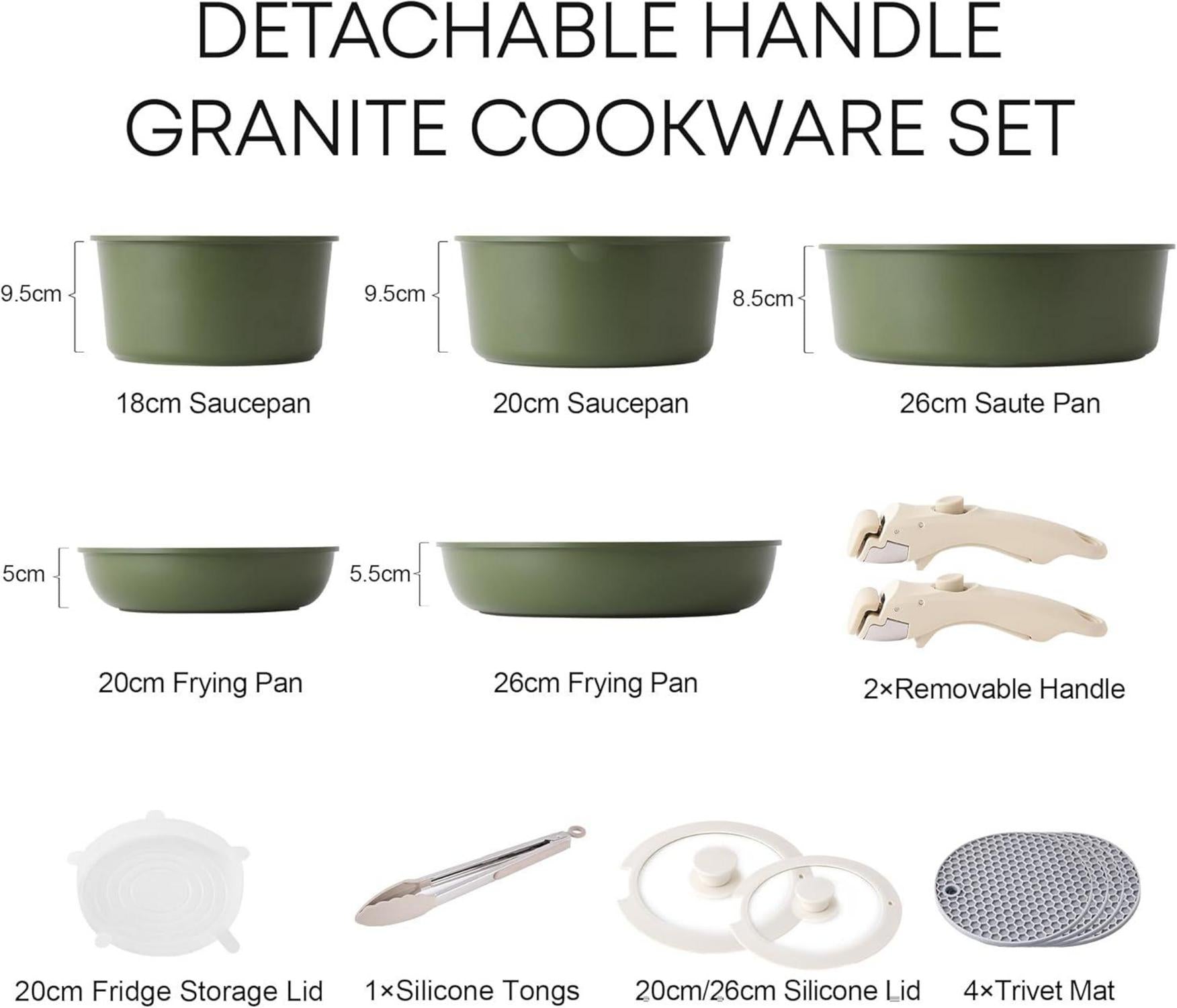 Induktion Töpfe und Pfannen Set antihaft Granit abnehmbar