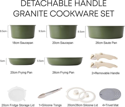 Induktion Töpfe und Pfannen Set antihaft Granit abnehmbar