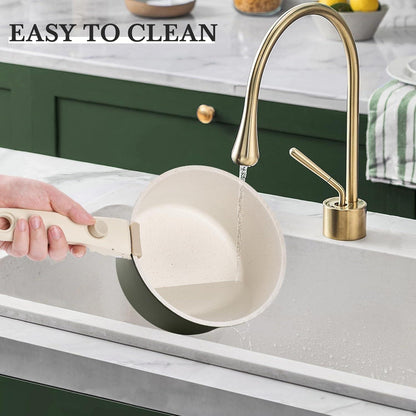 Induktion Töpfe Pfannen Set abnehmbaren Griffen Antihaft Granit Silikon 15tlg