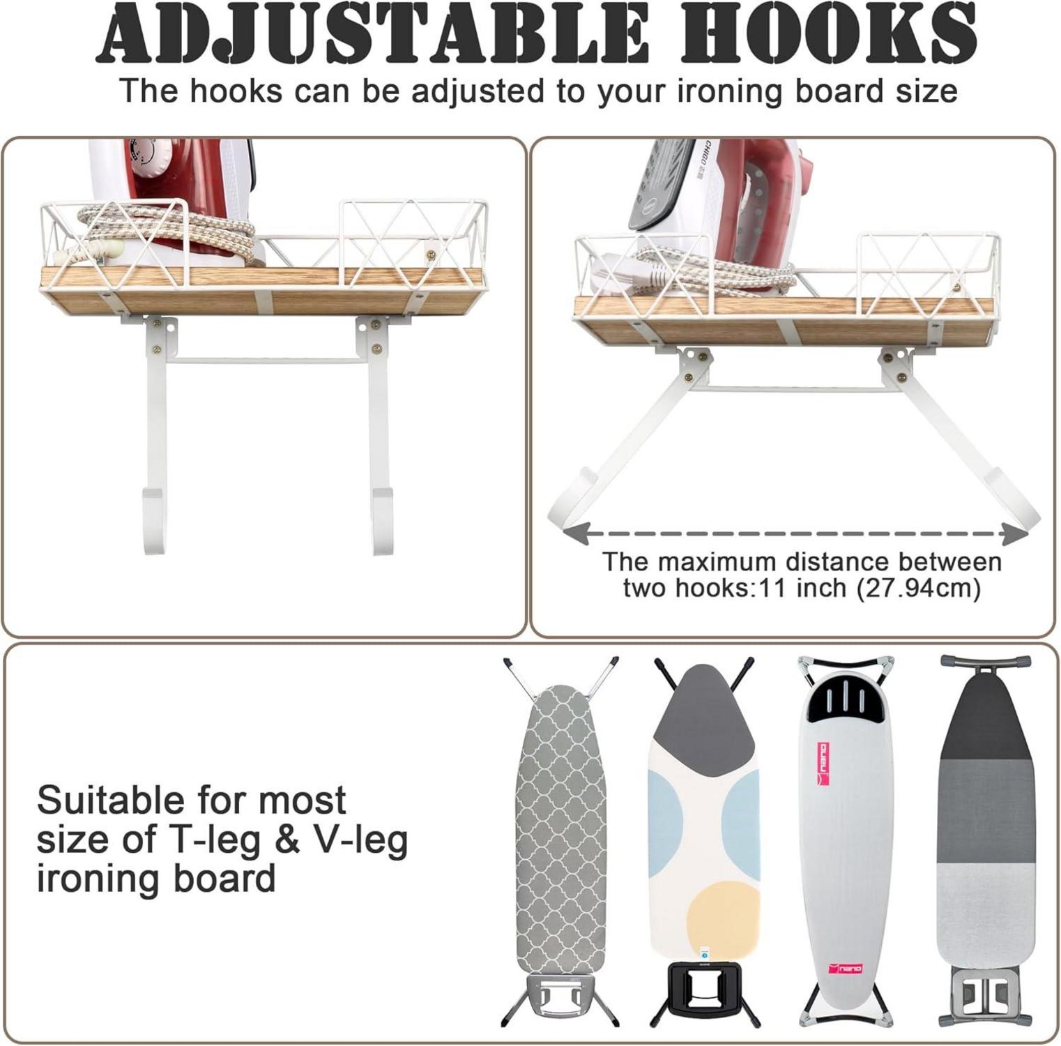 Wandhalterung Bügelbrett Aufhängung mit Holzablagekorb