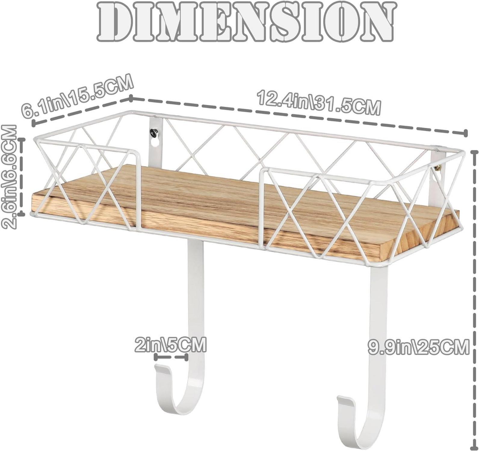 Bügelbretthalter Weiß mit Holzablagekorb und verstellbaren Haken