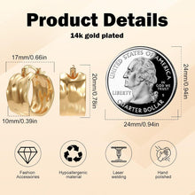 Goldene Creolen Ohrringe Damen 925 Silber Hypoallergen 14K