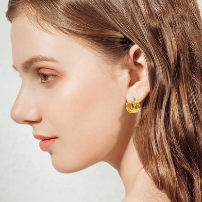 Goldene Creolen Ohrringe Damen 925 Sterling Silber 14K Vergoldet, Hypoallergen, Huggies Boucles d'Oreilles