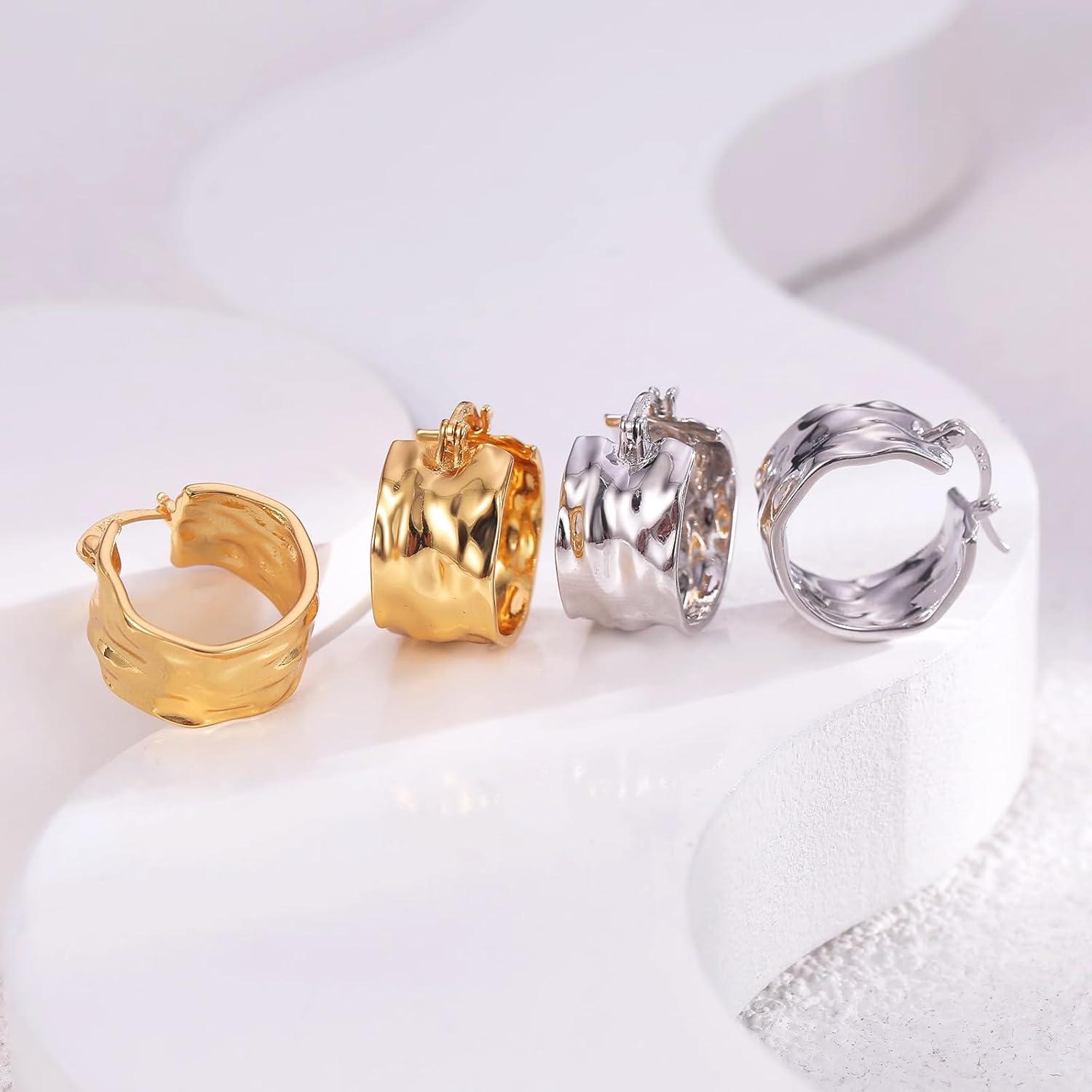 Damen Creolen Ohrringe Gold Silber 925 Hypoallergen 14K